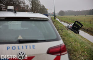 Auto raakt van de weg en komt te water Wittenburgerweg Wassenaar