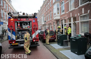 Brandweer rukt uit voor brand in woning Franklinstraat Den Haag