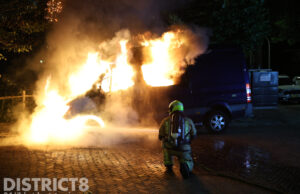 Melding van buitenbrand blijkt brandende bestelbus Looksingel Den Hoorn