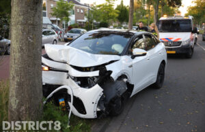 Auto botst tegen boom na uitwijkmanoeuvre voor kat Sir Winston Churchilllaan Rijswijk