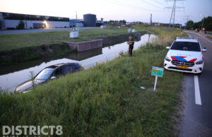 Personenauto raakt van de weg en raakt te water N222 De Westlandroute Wateringen
