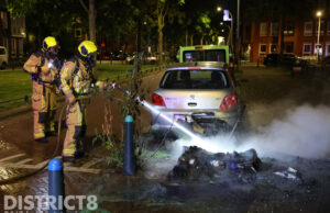 Auto beschadigd door brandende dixi Tureluurlaan Den Haag