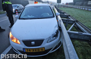 Automobilist raakt macht over stuur kwijt en ramt vangrail Wippolderlaan Wateringen
