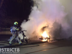 Openbaar vervoer tijdelijk gestaakt na brand deelscooters Duivelandsestraat Den Haag