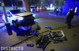 Automobilist rijdt rechtdoor en beschadigd verkeersregelinstallatiekast Zuid-Hollandlaan Den Haag