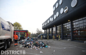 Brandend afval voor uitrukdeuren kazerne Laak gedumpt en snel afgeblust Waldorpstraat Den Haag