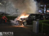 Auto ondanks eigen bluspoging zwaar beschadigd door brand Mr. P. Droogleever Fortuynweg Den Haag