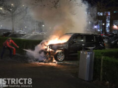 Auto ondanks eigen bluspoging zwaar beschadigd door brand Mr. P. Droogleever Fortuynweg Den Haag