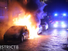 Twee geparkeerde auto’s gaan in vlammen op bij flinke autobrand Coevordenstraat Den Haag