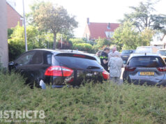 Oudere vrouw rijdt geparkeerde auto in heg Mauritslaan Poeldijk