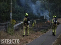 Bermbrand langs tramspoor Melis Stokelaan Den Haag