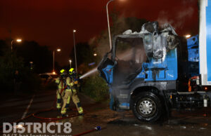 Cabine van vrachtwagen verwoest door brand Franklinstraat ‘s-Gravenzande
