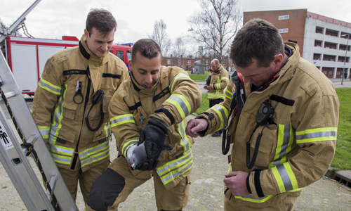 15 maart Brandweer bevrijd duif uit net Schiedam