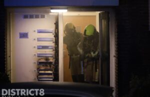 Brandstichting bij brievenbussen portiek; bewoner gered door brandweer Prinses Marijkesingel Rijswijk