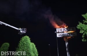 Brand in reclamemast van Dekker Bowling Scheglaan Zoetermeer