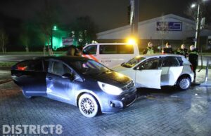 Nietsvermoedende McDonalds bezoekers opgeschrikt door glijdende auto Mercuriusweg Den Haag