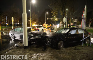 Veel schade na aanrijding op kruispunt Loevesteinlaan Den Haag