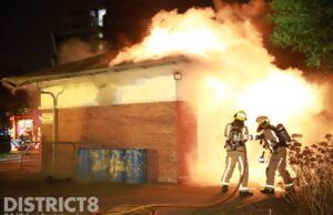 Flinke brand in kleedruimte ‘Build Better People’ Steenwijklaan Den Haag