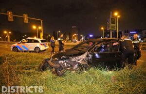 Auto knalt op RIMOB, bestuurder aangehouden A13 Delft / Den Haag