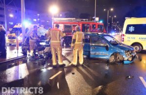 Drie gewonden bij flinke aanrijding Erasmusweg Den Haag