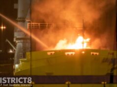 Grote uitslaande brand op schip Admiraal de Ruyterstraat Schiedam