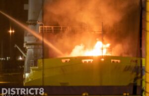 Grote uitslaande brand op schip Admiraal de Ruyterstraat Schiedam