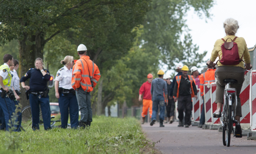 29 augustus Fietser gewond na omvallen bouwhekken Den Haag