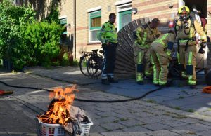 Wasmand in brand door kortsluiting in krultang Barietgeel Zoetermeer