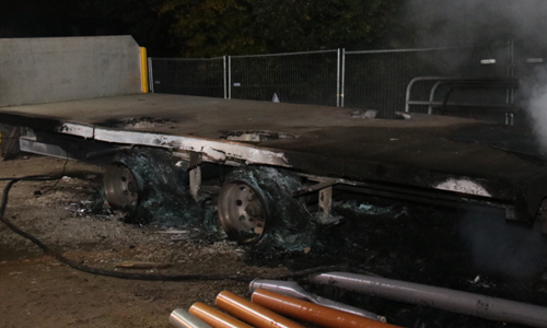 8 november Aanhangwagen op bouwterrein in brand Kasteelweg Schiedam