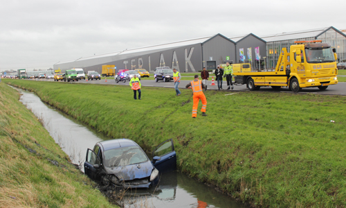 29 januari Auto rijdt het water in langs Wippolderlaan N211 Wateringen