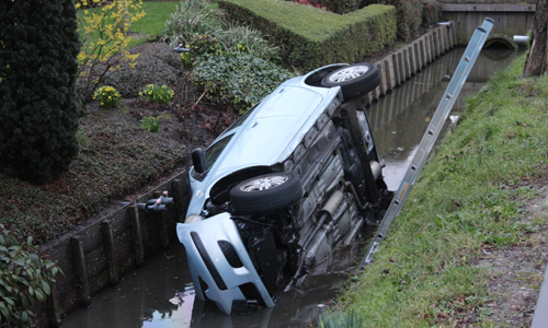 6 februari Gewonde en aanhouding na auto te water Voorstraat Poeldijk
