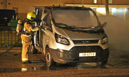13 februari Geparkeerd busje gaat in vlammen op Zaïrestraat Delft