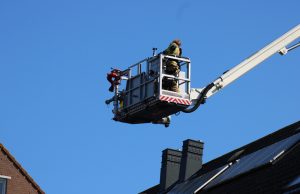 Vogel zit vast achter zonnepanelen Mandelastraat Delft
