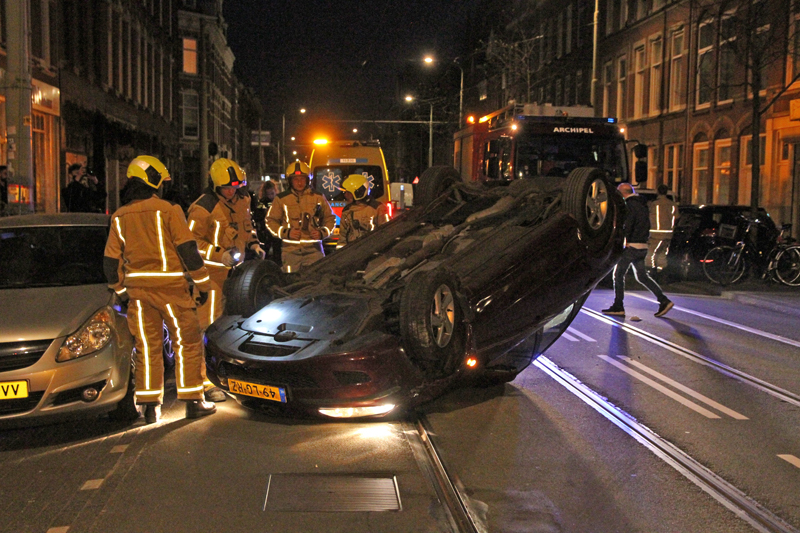 Auto Belandt Op Z'n Dak Bij Ongeval Beeklaan Den Haag - District8.net