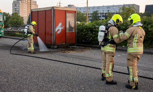 27 juni Brand bij bouwkeet Fortunaweg Schiedam