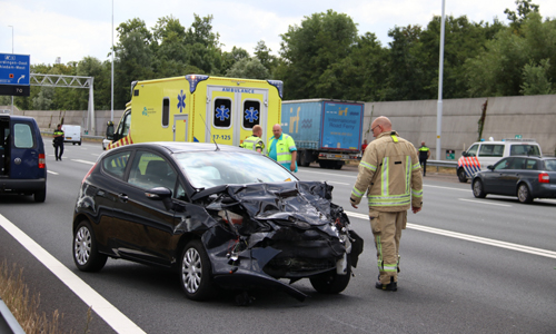 18 juli A4 dicht na forse aanrijding Schiedam