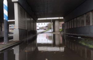 Tunneltje opnieuw vol water S-Gravelandseweg Schiedam