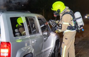 Auto verwoest door brand Johan de Witsingel Schiedam