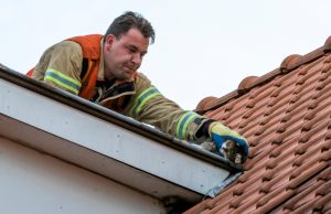 Brandweer redt kat van het dak Bilderdijkstraat Schiedam