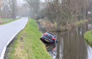 Auto glijdt in het water Kandelaarweg Schiedam
