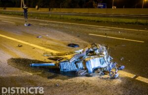 Enorme ravage na zwaar ongeval A4 Schiedam / Vlaardingen