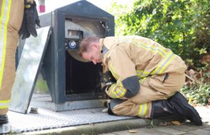 Vrouw hoort gemiauw in ondergrondse container, brandweer redt kat uit container Westeinde Delft